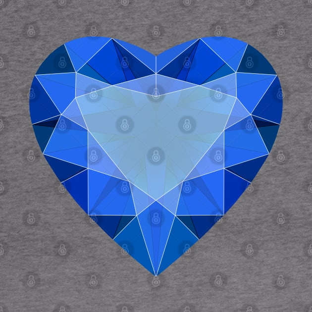 Blue Faceted Heart Shaped Gemstone by Vivid Chaos